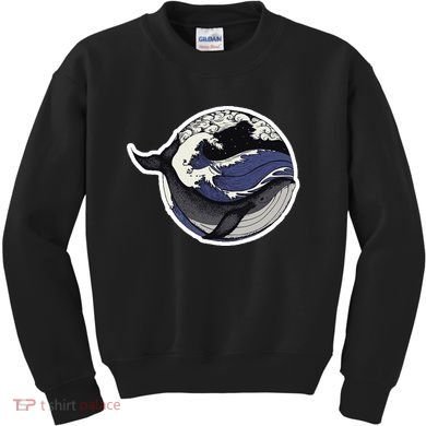 Blue Whale Great Wave Kids Sweatshirt