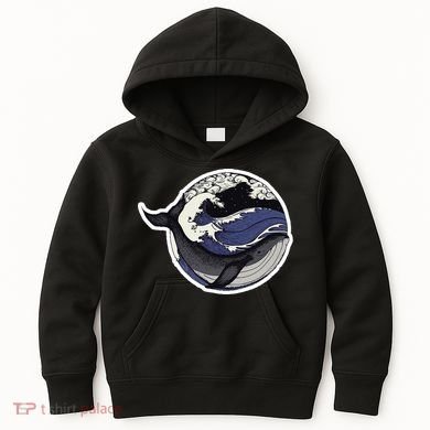 Blue Whale Great Wave Kids Hoodie