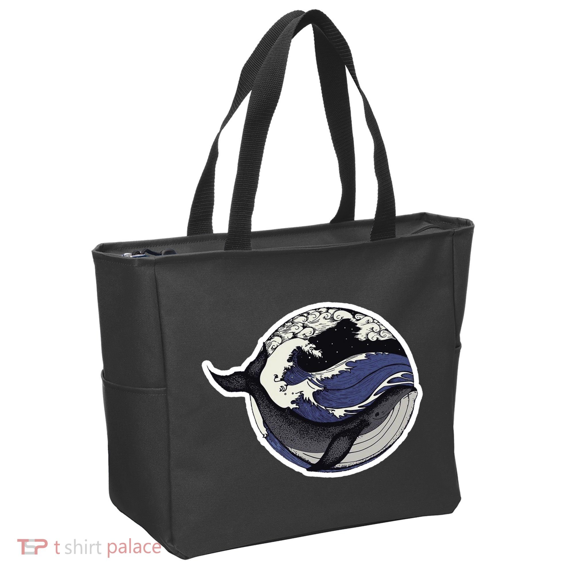 Blue Whale Great Wave Tote Bag