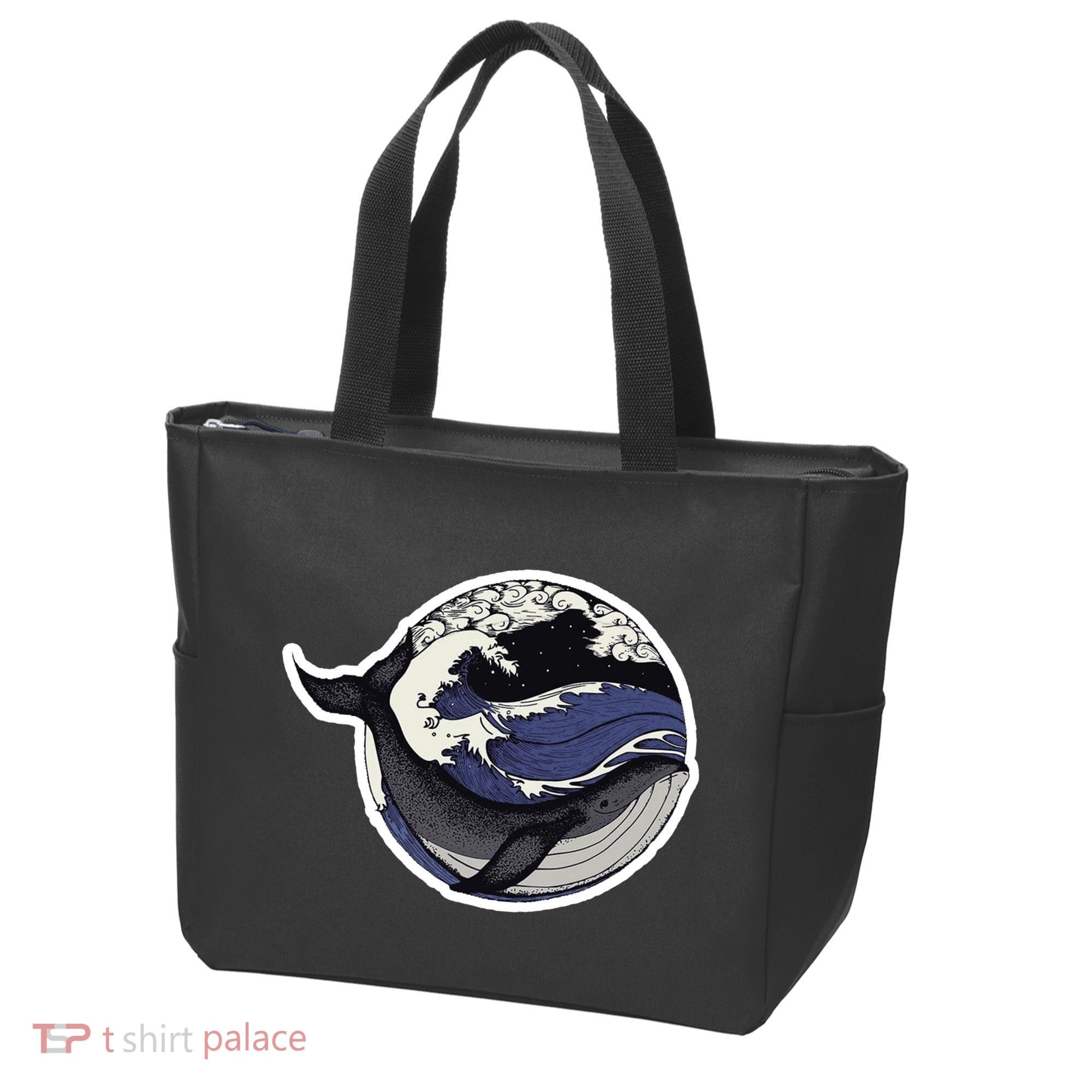 Blue Whale Great Wave Tote Bag