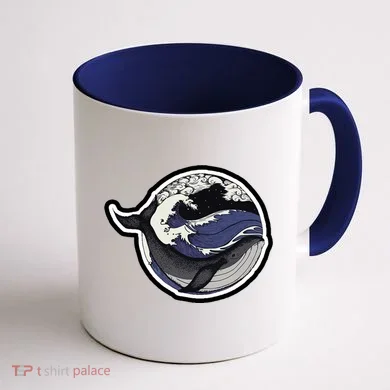 Blue Whale Great Wave Coffee Mug back