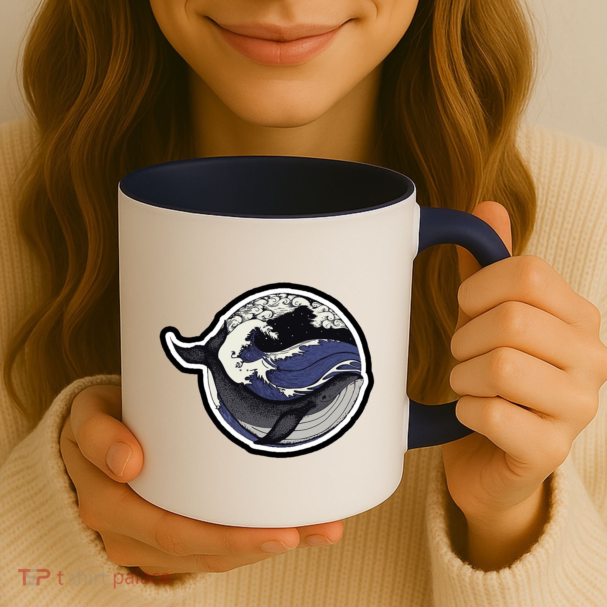 Blue Whale Great Wave Coffee Mug