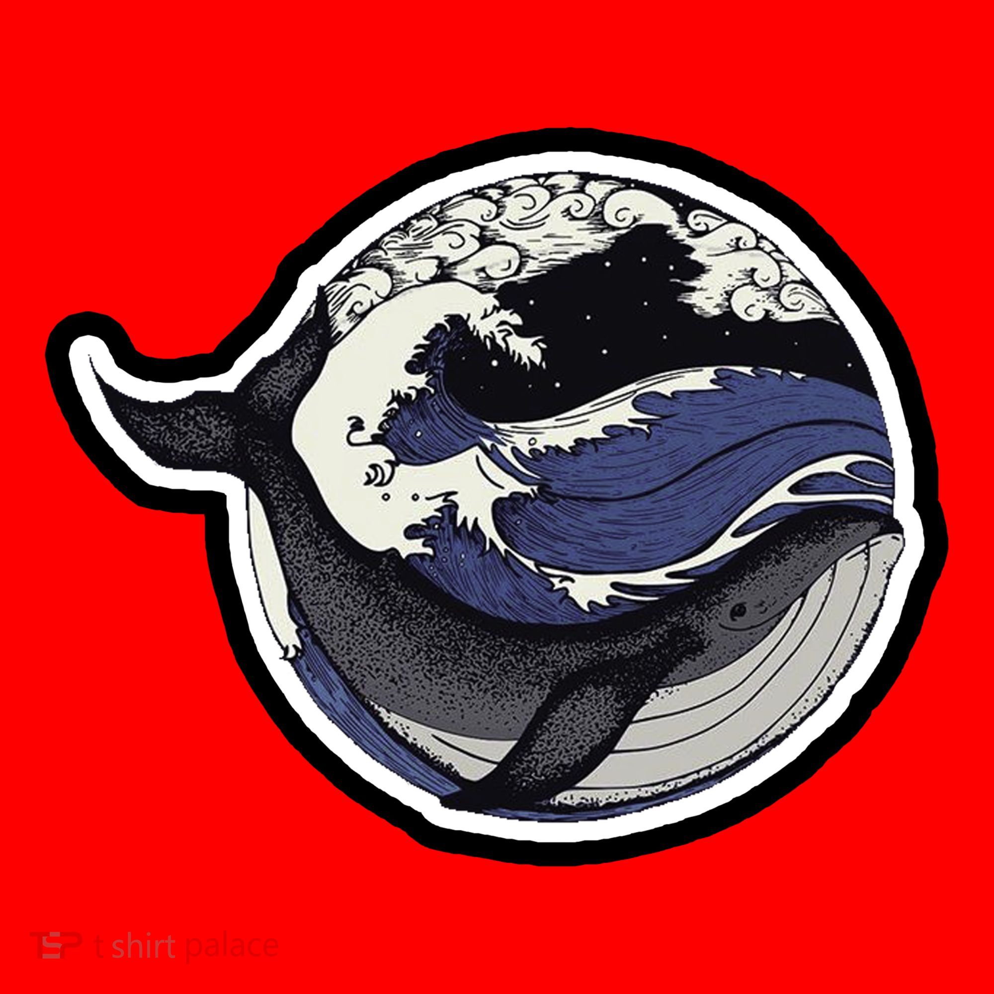 Blue Whale Great Wave Santa Hat