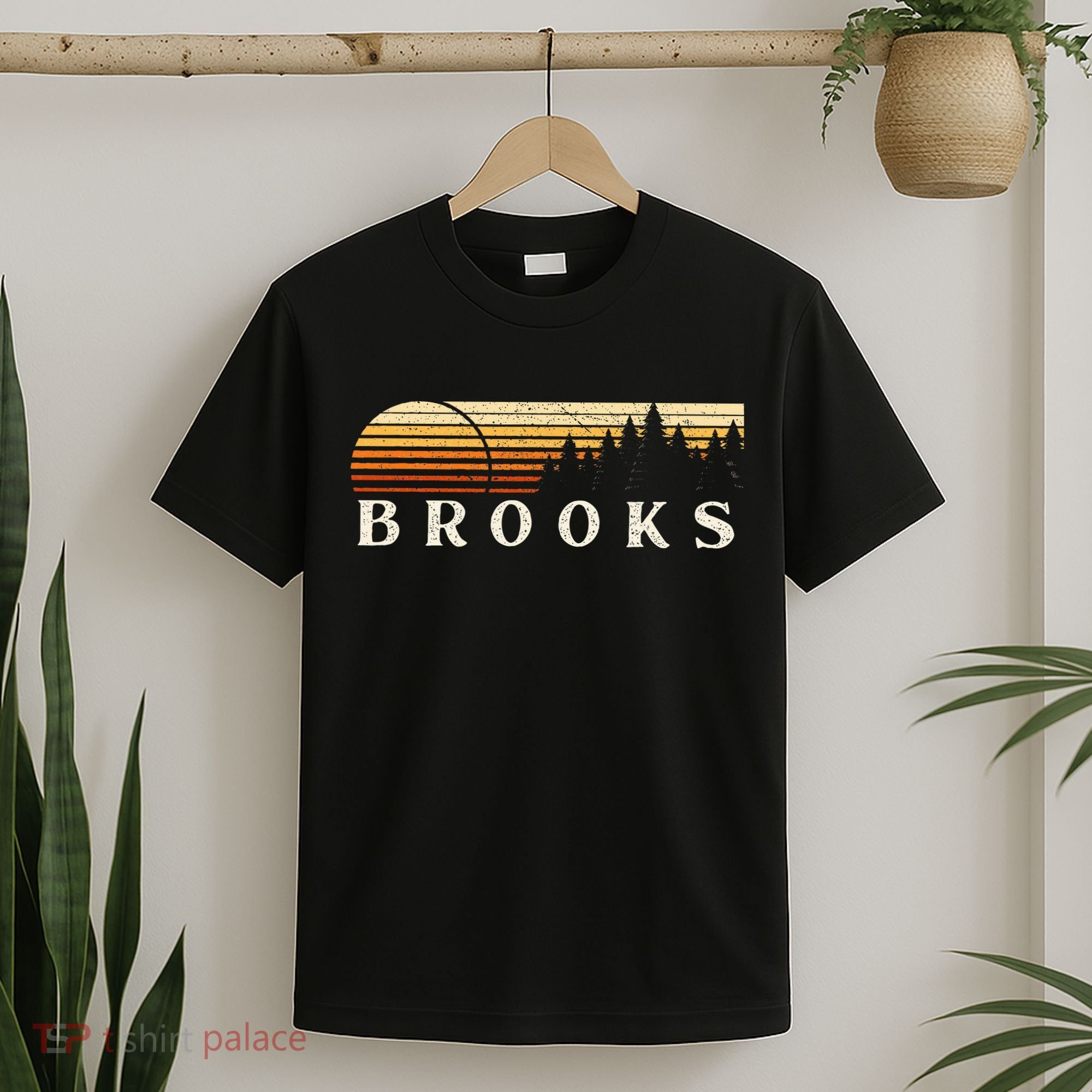 Brooks La Vintage Evergreen Sunset Eighties Retro T-Shirt
