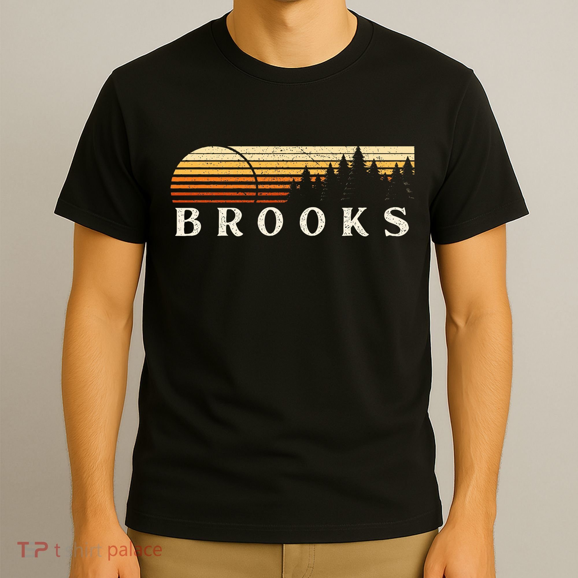 Brooks La Vintage Evergreen Sunset Eighties Retro T-Shirt