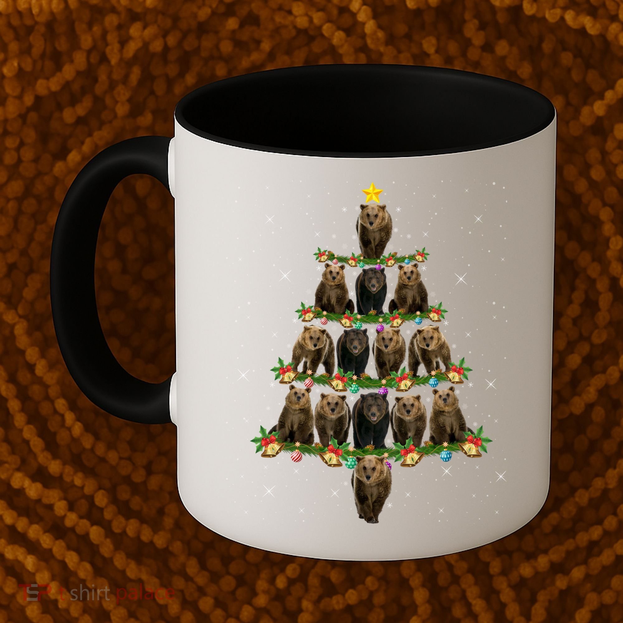 Bear Lover Xmas Tree Lights Santa Bear Christmas Funny Gift Coffee Mug
