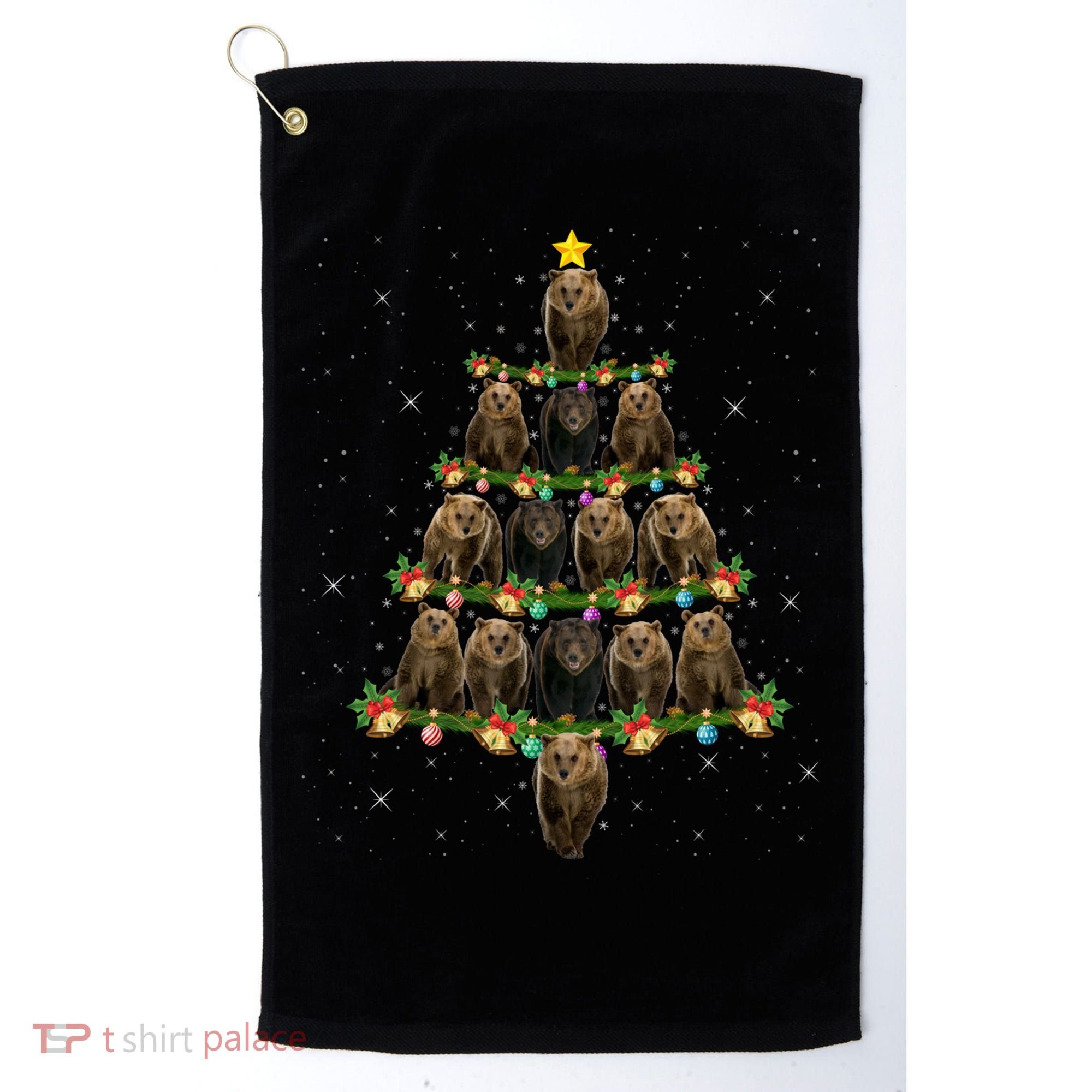 Bear Lover Xmas Tree Lights Santa Bear Christmas Funny Gift Golf Towel