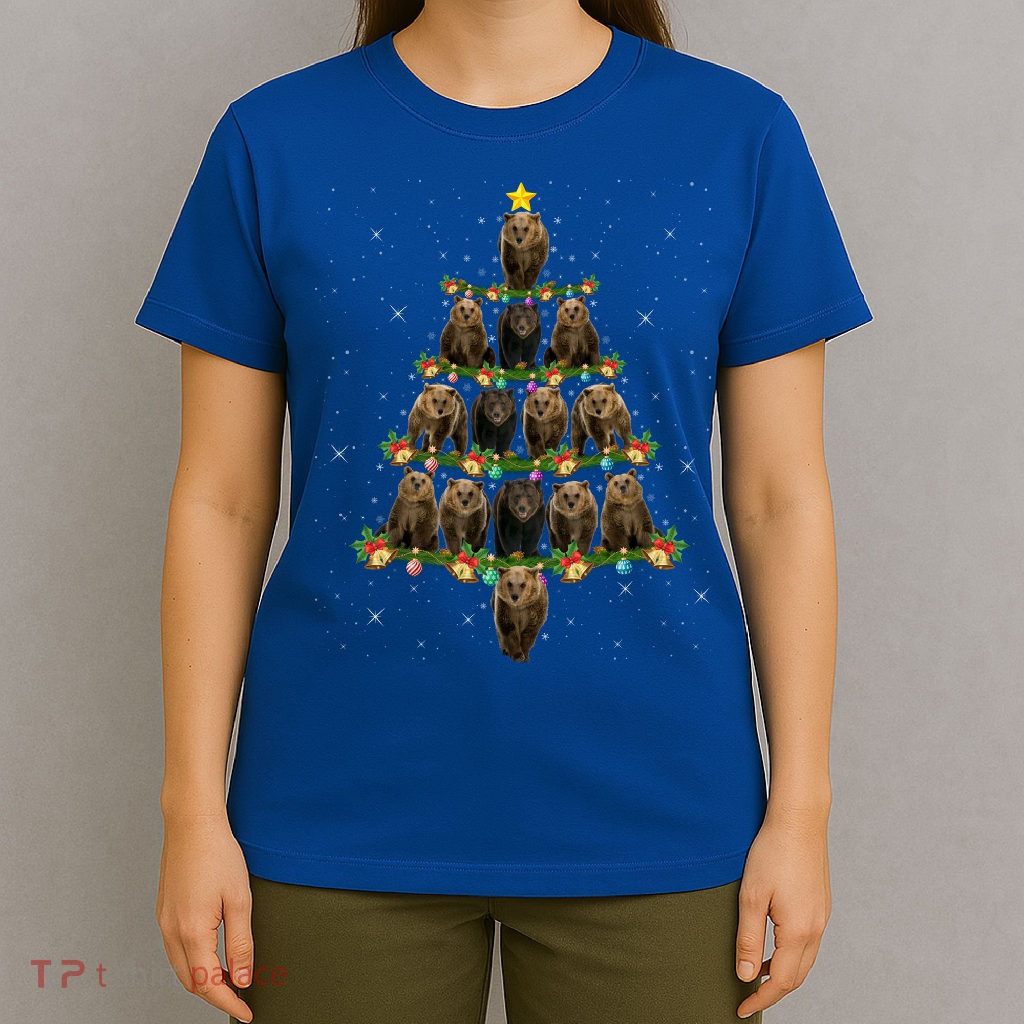 Bear Lover Xmas Tree Lights Santa Bear Christmas Funny Gift T-Shirt