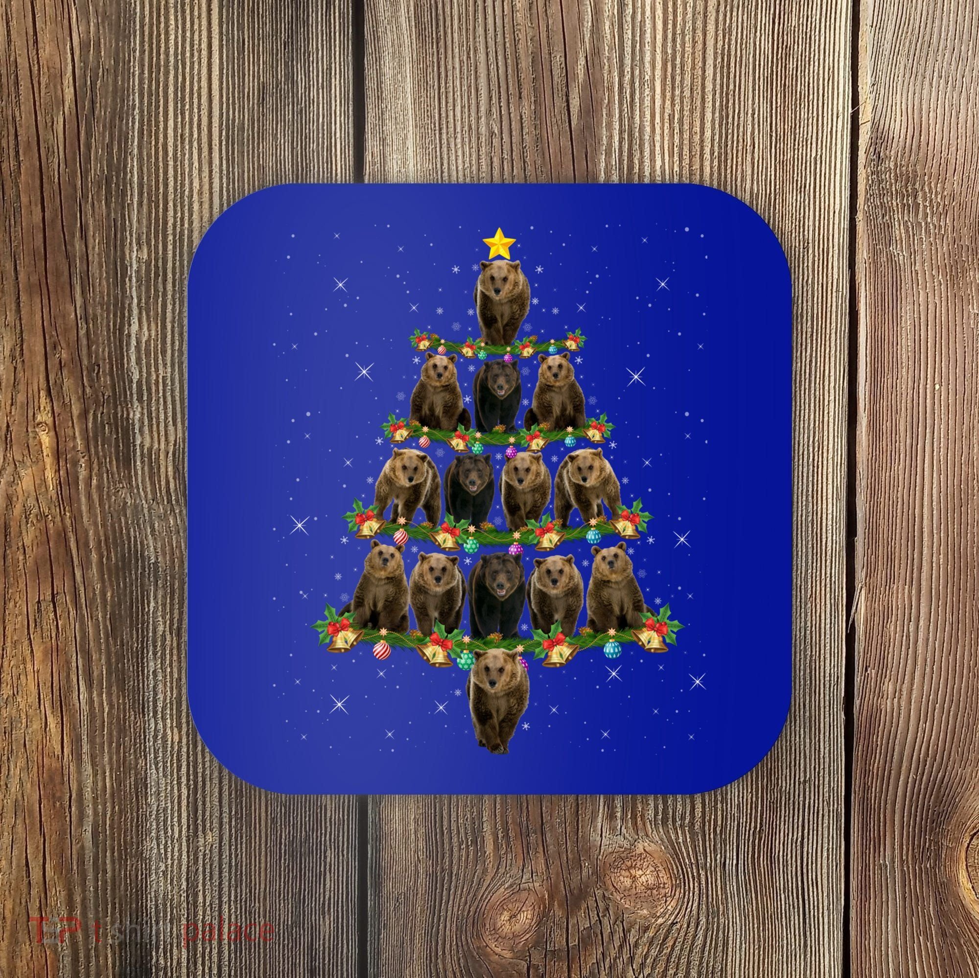 Bear Lover Xmas Tree Lights Santa Bear Christmas Funny Gift Coaster