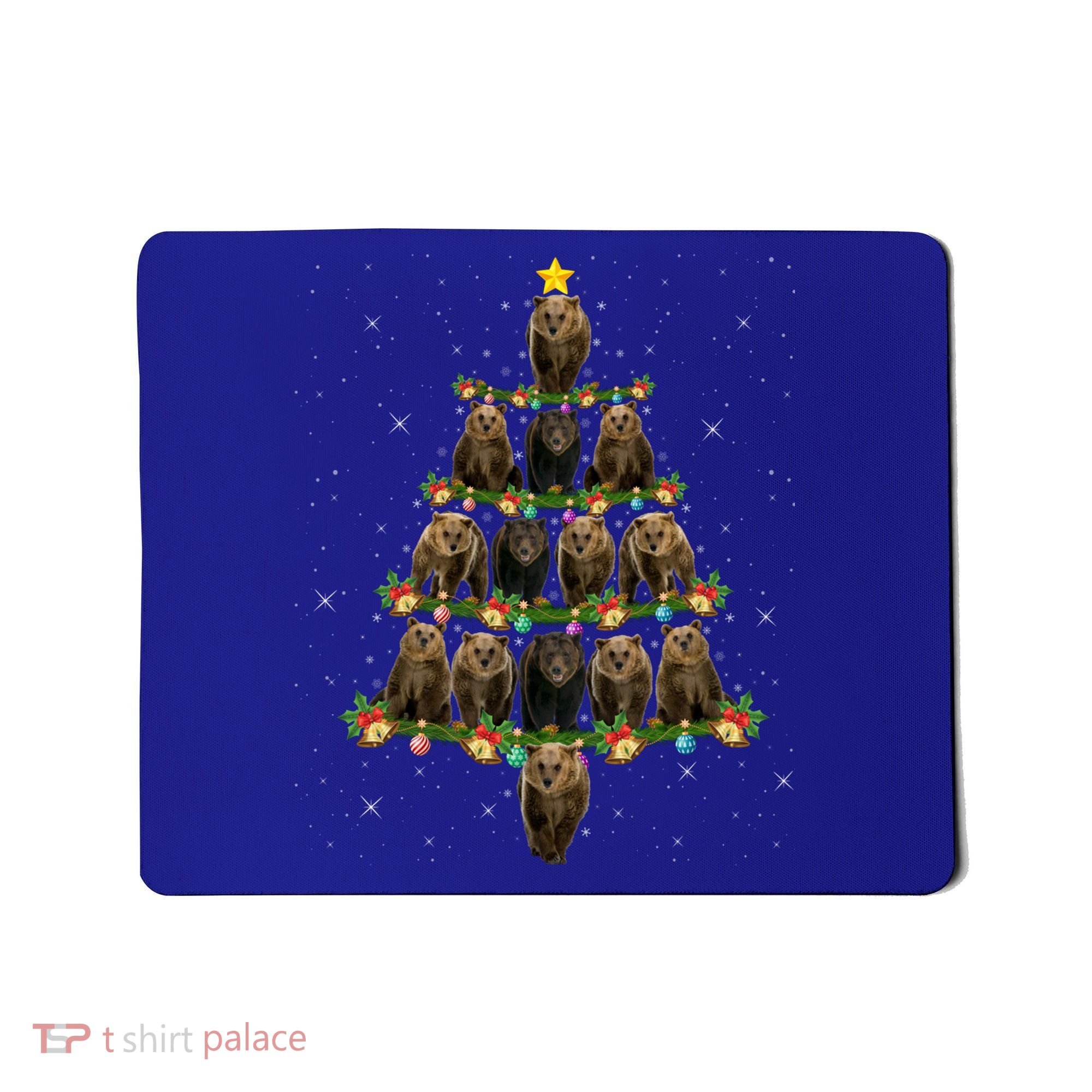 Bear Lover Xmas Tree Lights Santa Bear Christmas Funny Gift Mousepad