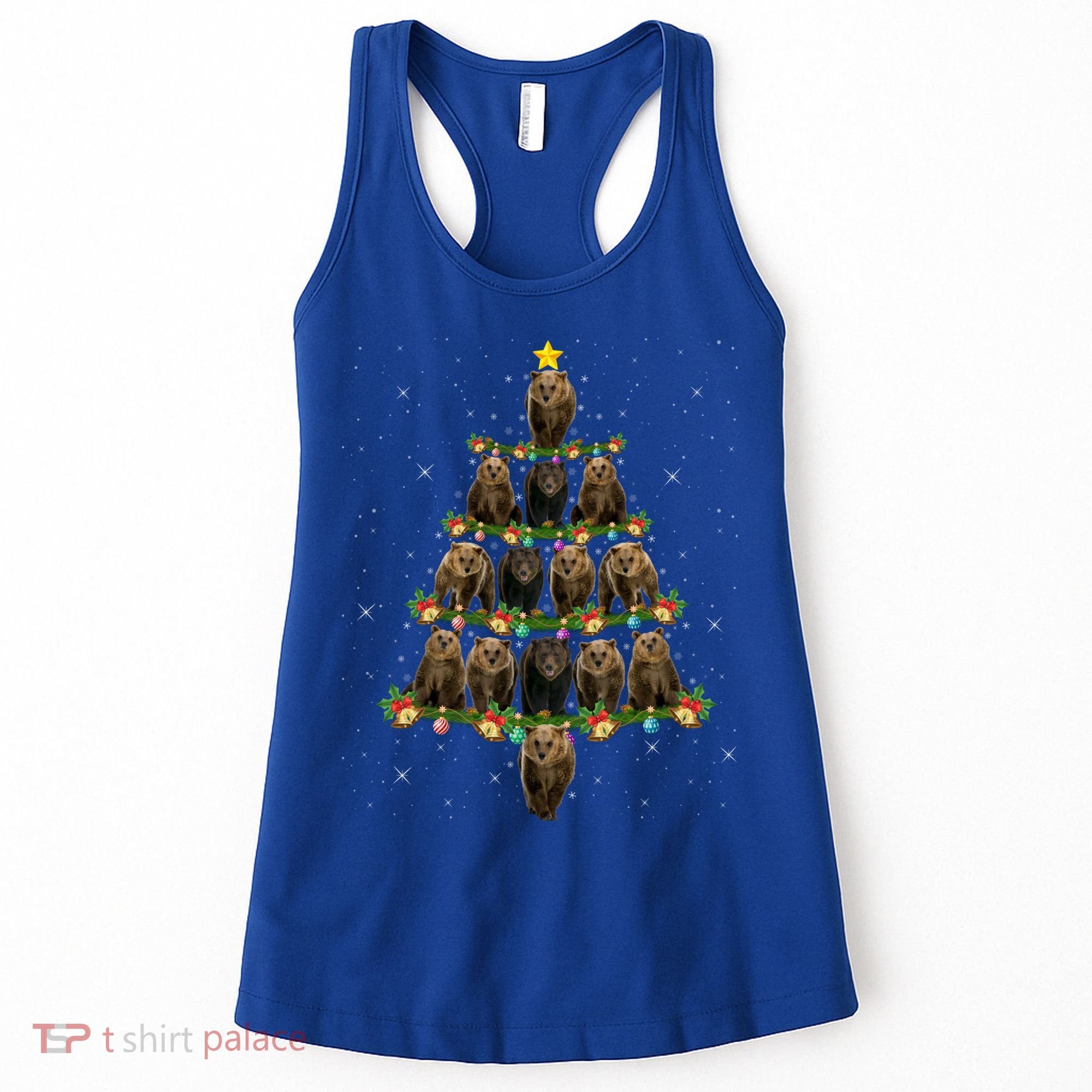 Bear Lover Xmas Tree Lights Santa Bear Christmas Funny Gift Women's Tank Top