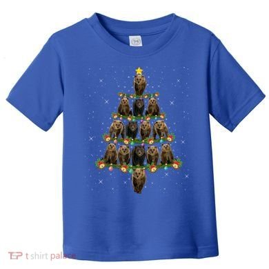 Bear Lover Xmas Tree Lights Santa Bear Christmas Funny Gift Toddler T-Shirt