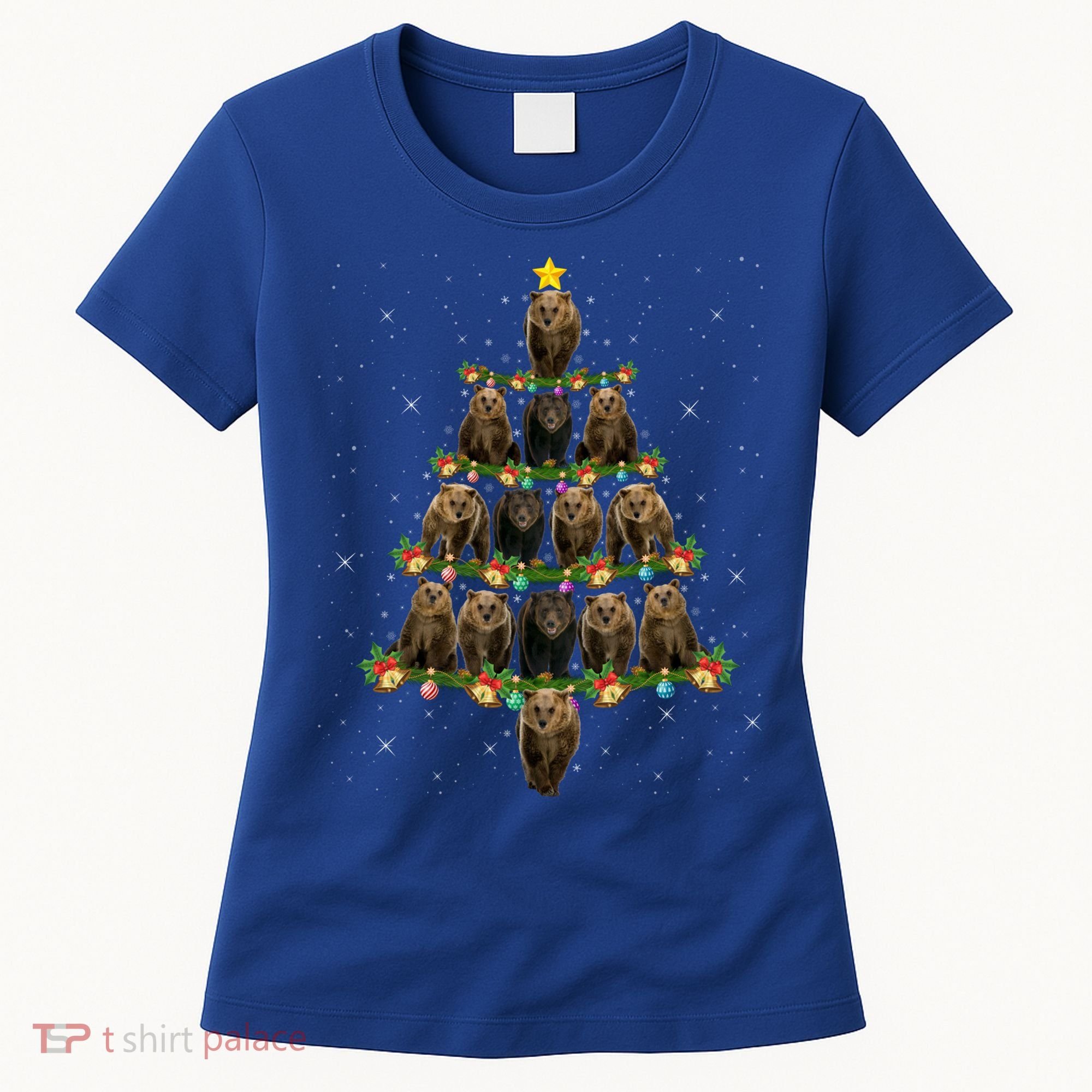 Bear Lover Xmas Tree Lights Santa Bear Christmas Funny Gift Women's T-Shirt