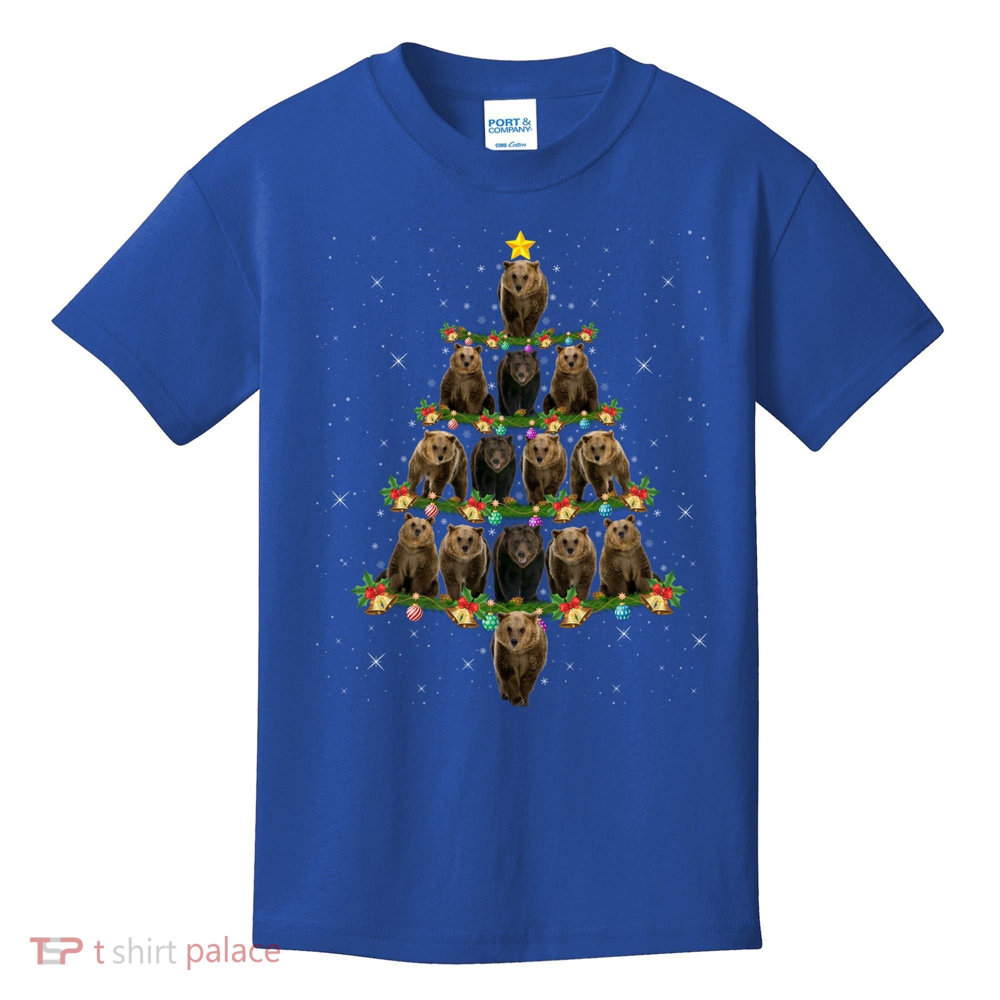 Bear Lover Xmas Tree Lights Santa Bear Christmas Funny Gift Kids T-Shirt