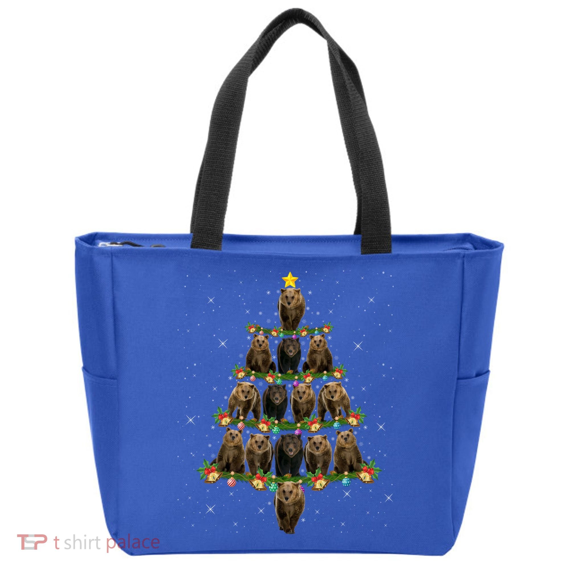 Bear Lover Xmas Tree Lights Santa Bear Christmas Funny Gift Tote Bag