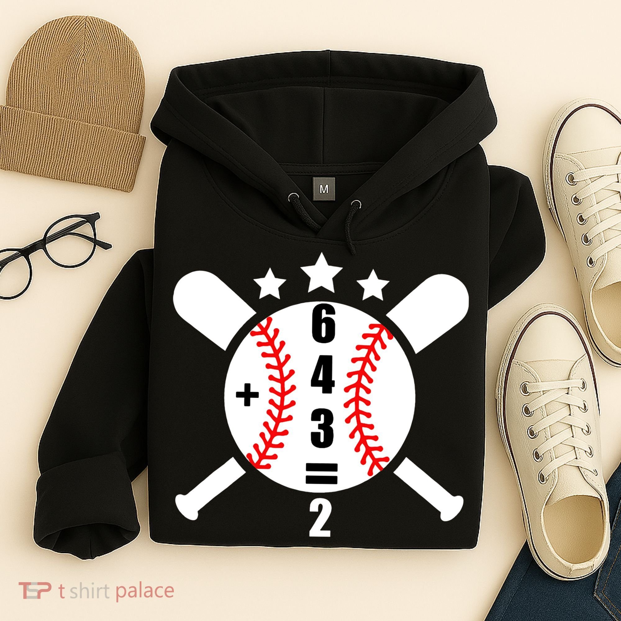 Baseball Math 6 4 3 2 Double Play Cute Softball Game Hoodie