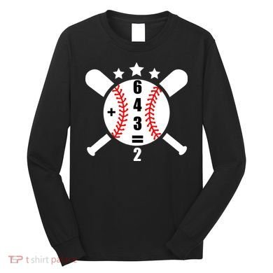 Baseball Math 6 4 3 2 Double Play Cute Softball Game Long Sleeve Shirt