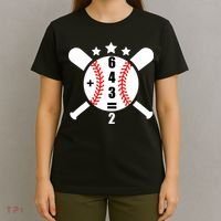 Baseball Math 6 4 3 2 Double Play Cute Softball Game T-Shirt thumb 4