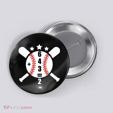 Baseball Math 6 4 3 2 Double Play Cute Softball Game Button