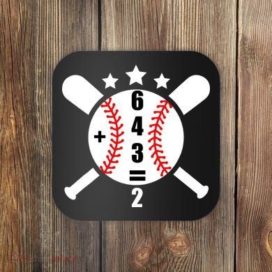 Baseball Math 6 4 3 2 Double Play Cute Softball Game Coaster