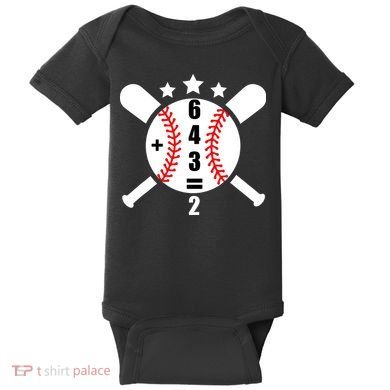 Baseball Math 6 4 3 2 Double Play Cute Softball Game Baby Bodysuit