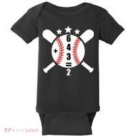 Baseball Math 6 4 3 2 Double Play Cute Softball Game Baby Bodysuit thumb 0