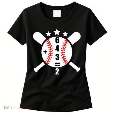 Baseball Math 6 4 3 2 Double Play Cute Softball Game Women's T-Shirt