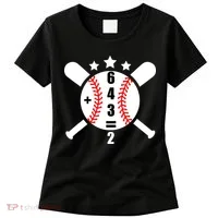 Baseball Math 6 4 3 2 Double Play Cute Softball Game Women's T-Shirt thumb 0