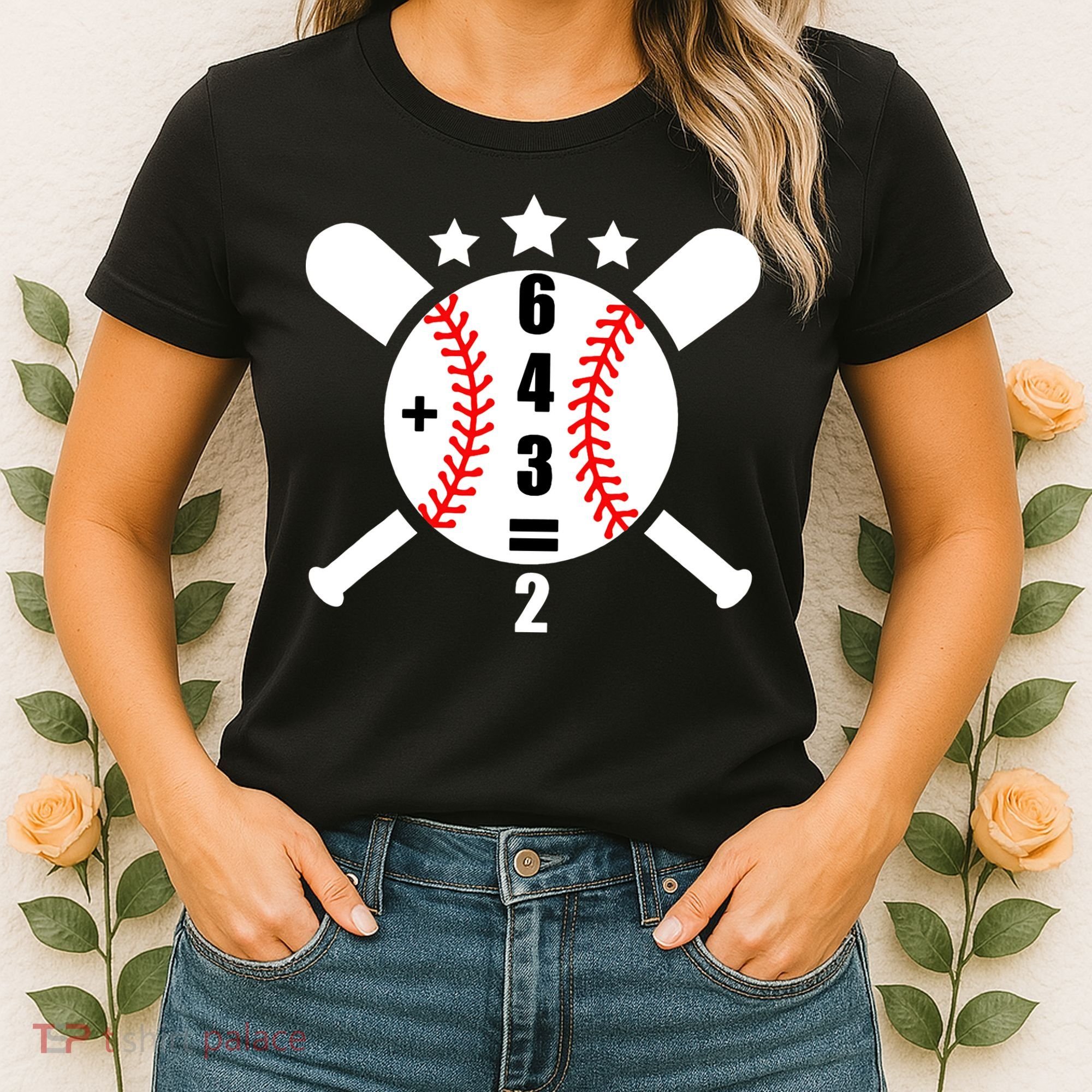 Baseball Math 6 4 3 2 Double Play Cute Softball Game Women's T-Shirt