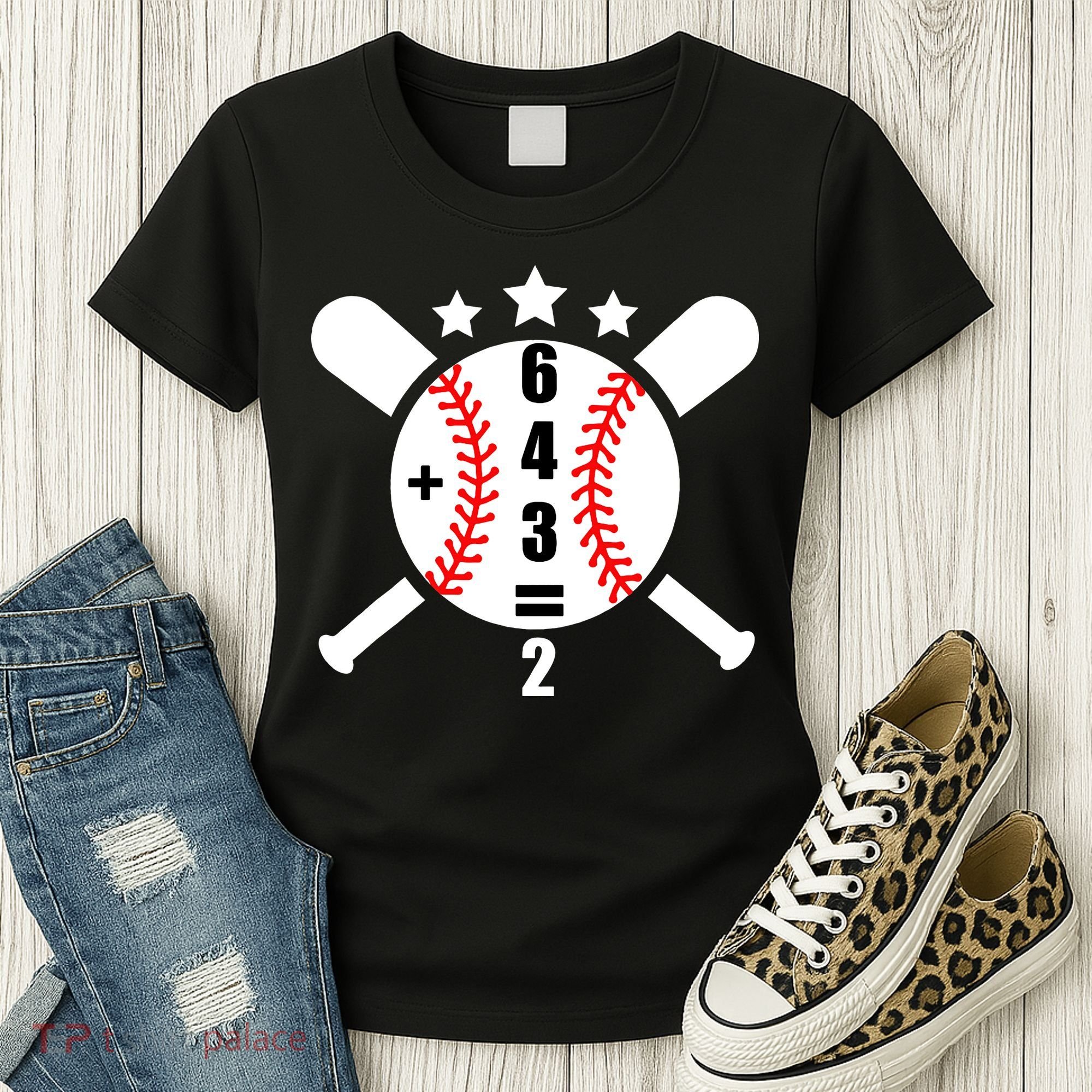 Baseball Math 6 4 3 2 Double Play Cute Softball Game Women's T-Shirt