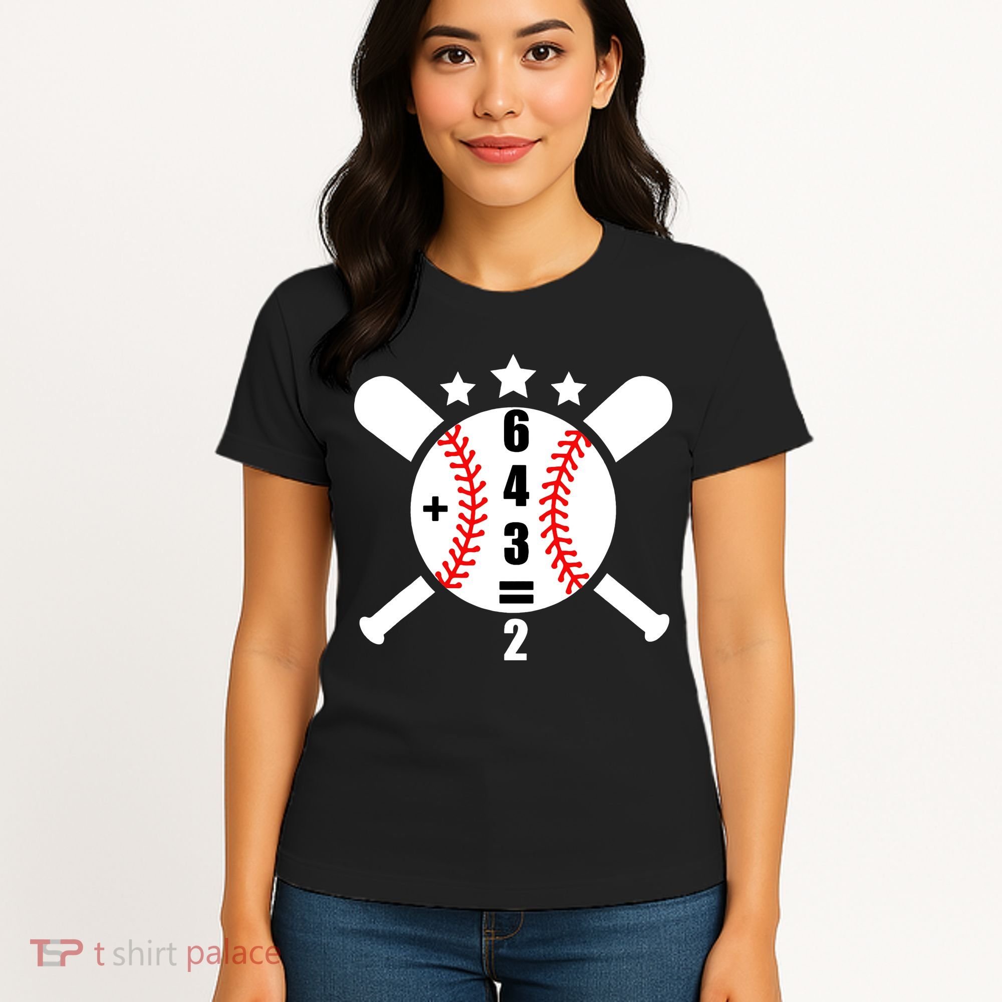 Baseball Math 6 4 3 2 Double Play Cute Softball Game Women's T-Shirt