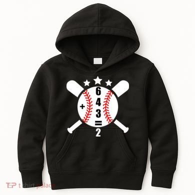 Baseball Math 6 4 3 2 Double Play Cute Softball Game Kids Hoodie