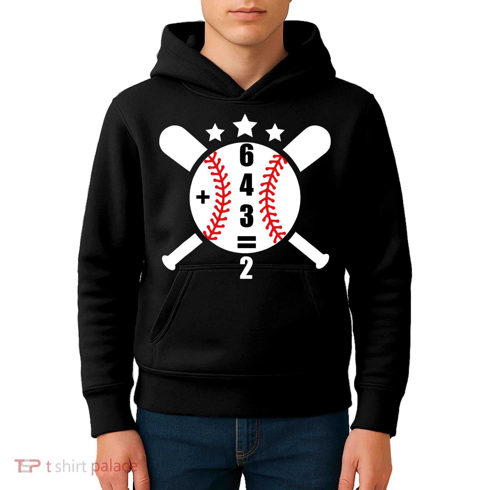 Baseball Math 6 4 3 2 Double Play Cute Softball Game Kids Hoodie