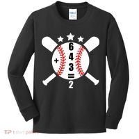 Baseball Math 6 4 3 2 Double Play Cute Softball Game Kids Long Sleeve Shirt thumb 0