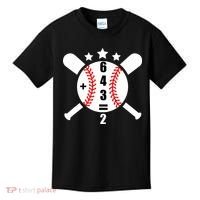 Baseball Math 6 4 3 2 Double Play Cute Softball Game Kids T-Shirt thumb 0