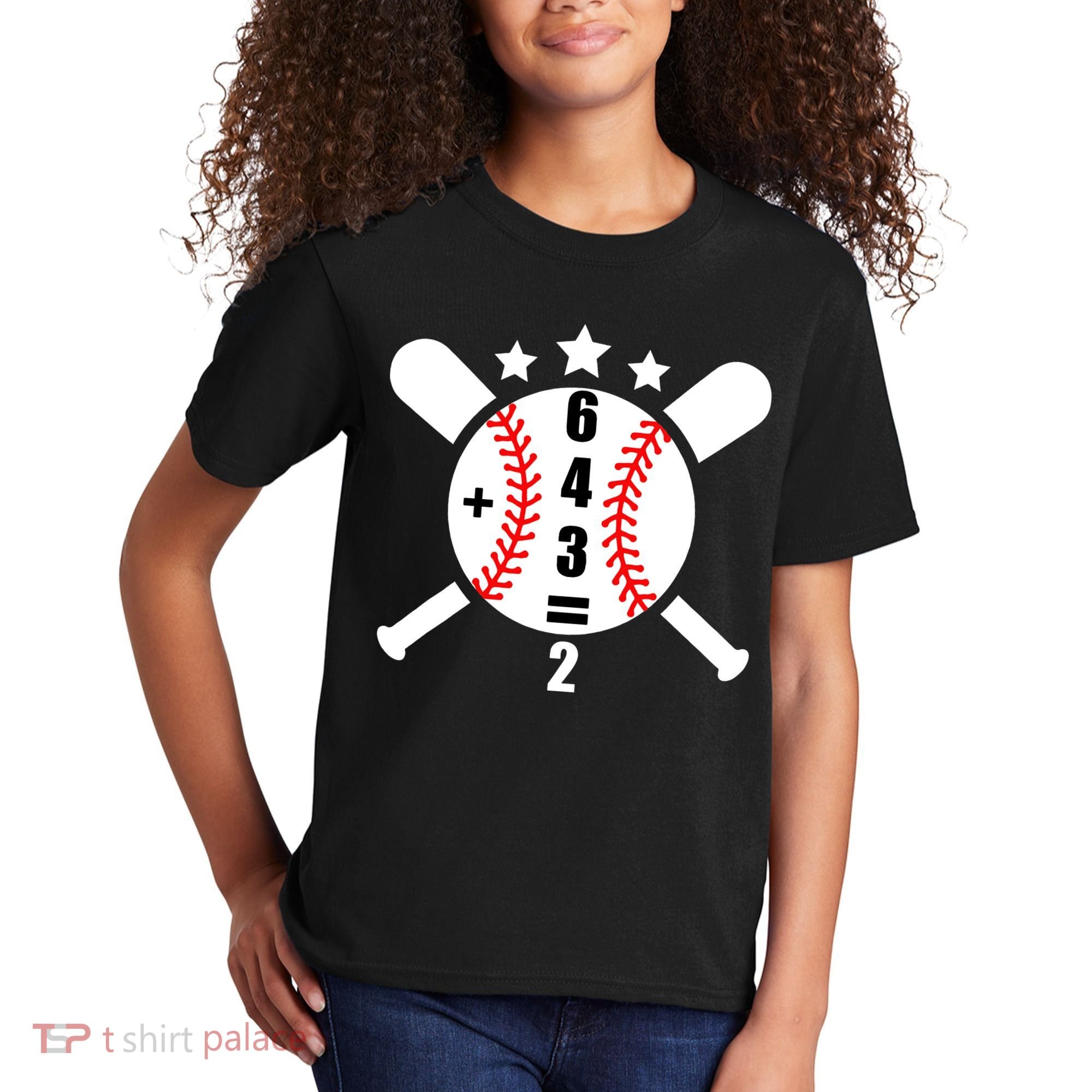 Baseball Math 6 4 3 2 Double Play Cute Softball Game Kids T-Shirt