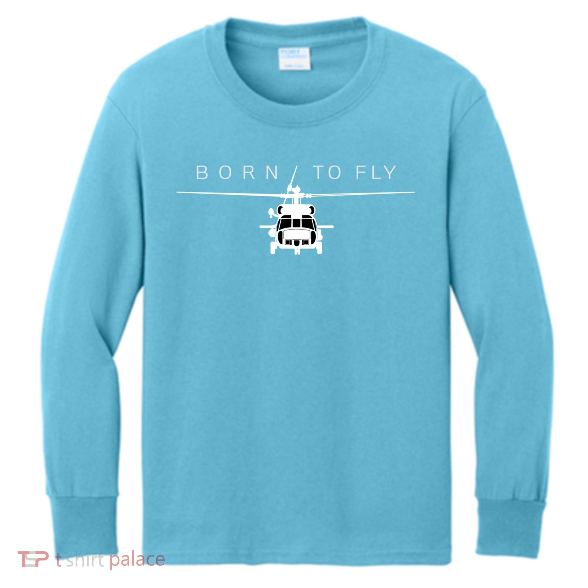 Blackhawk Military Aviation Helicopter Pilot Gift Kids Long Sleeve Shirt