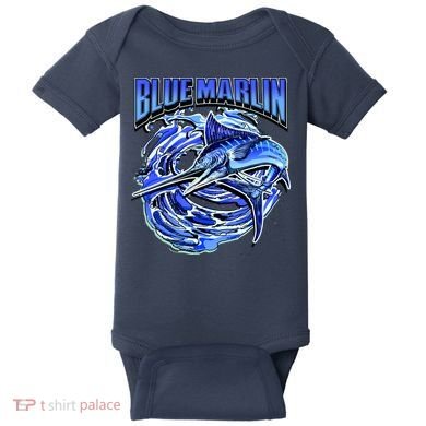 Blue Marlin Action Shot Fishing Baby Bodysuit