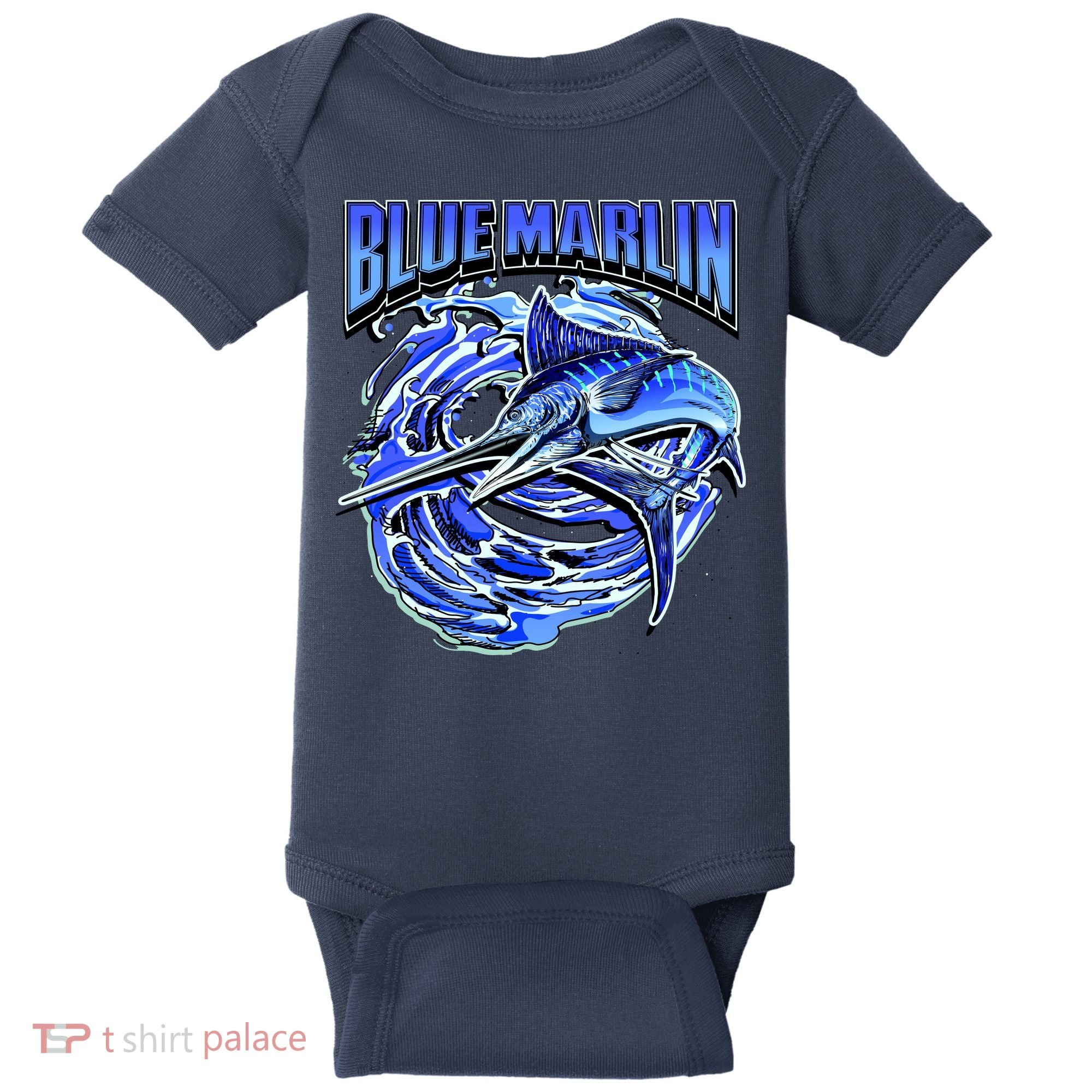 Blue Marlin Action Shot Fishing Baby Bodysuit