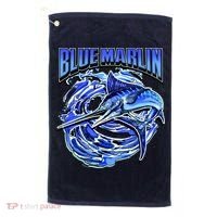 Blue Marlin Action Shot Fishing Golf Towel thumb 0