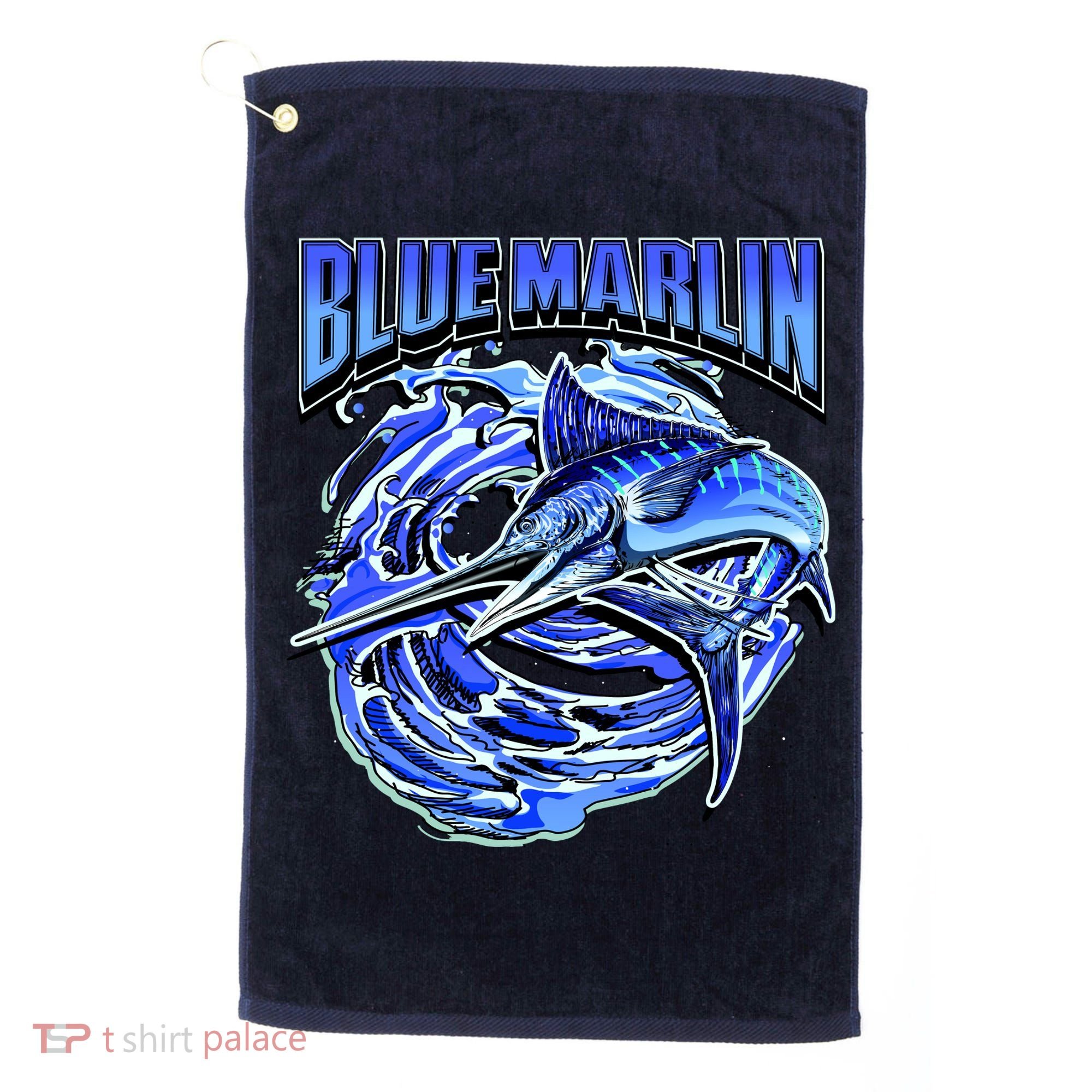 Blue Marlin Action Shot Fishing Golf Towel