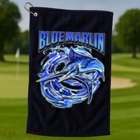 Blue Marlin Action Shot Fishing Golf Towel thumb 1