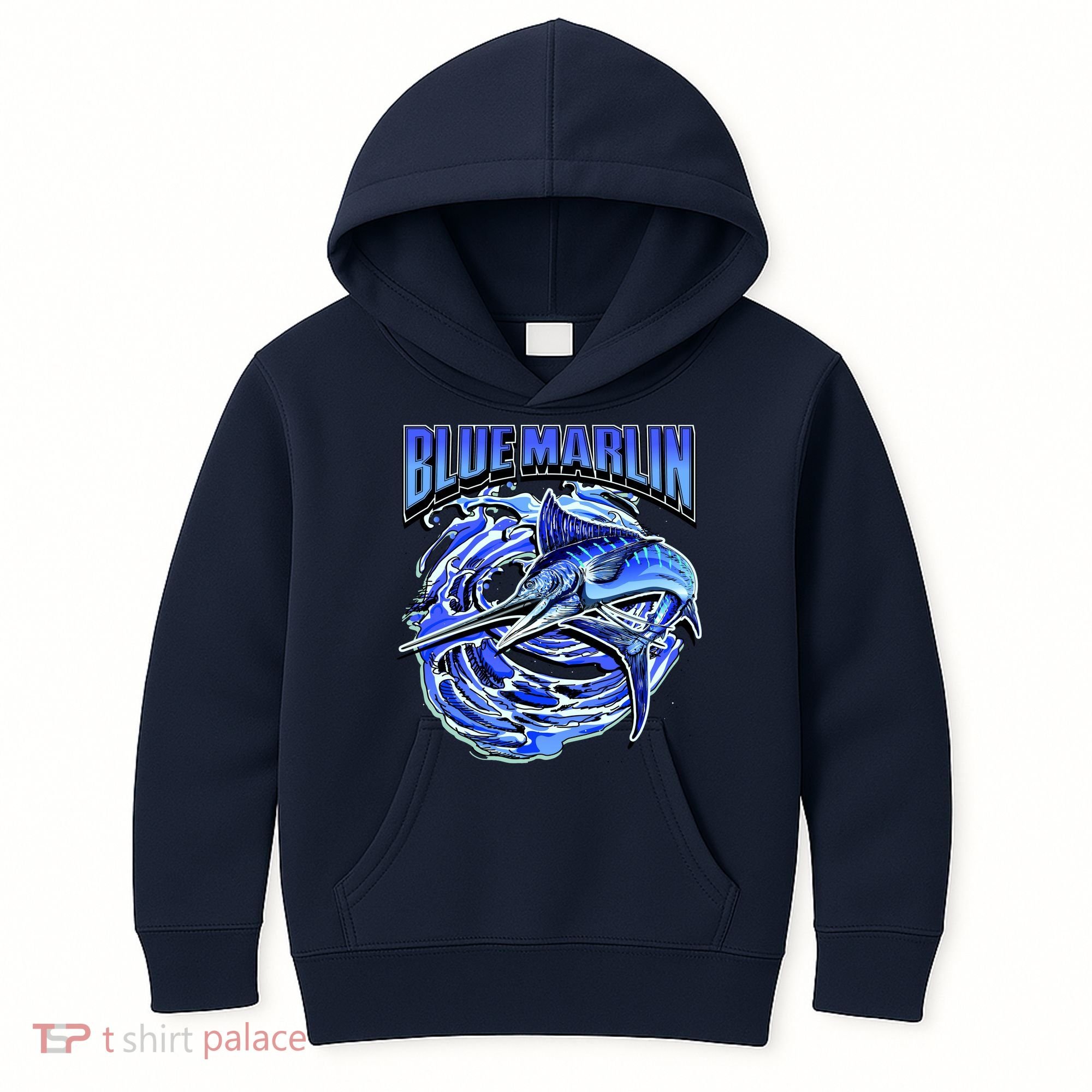 Blue Marlin Action Shot Fishing Kids Hoodie
