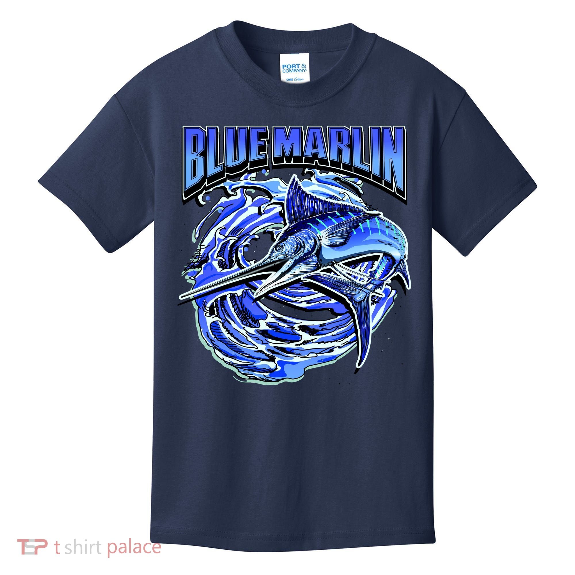 Blue Marlin Action Shot Fishing Kids T-Shirt