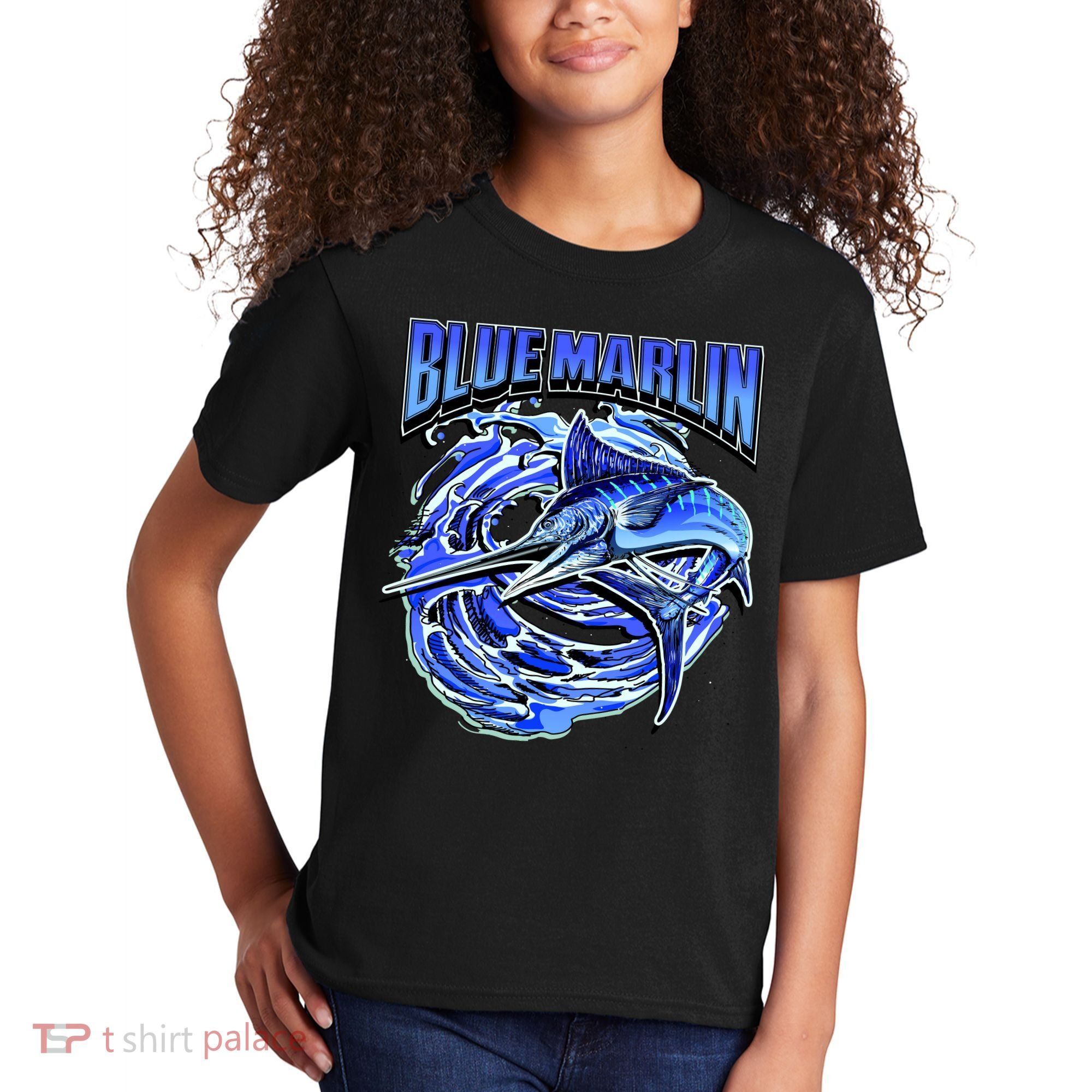 Blue Marlin Action Shot Fishing Kids T-Shirt