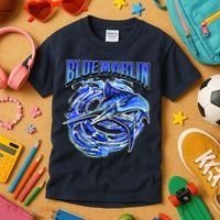 Blue Marlin Action Shot Fishing Kids T-Shirt thumb 3