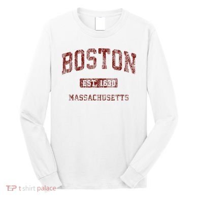 Boston Massachusetts Athletic Throwback Long Sleeve Shirt