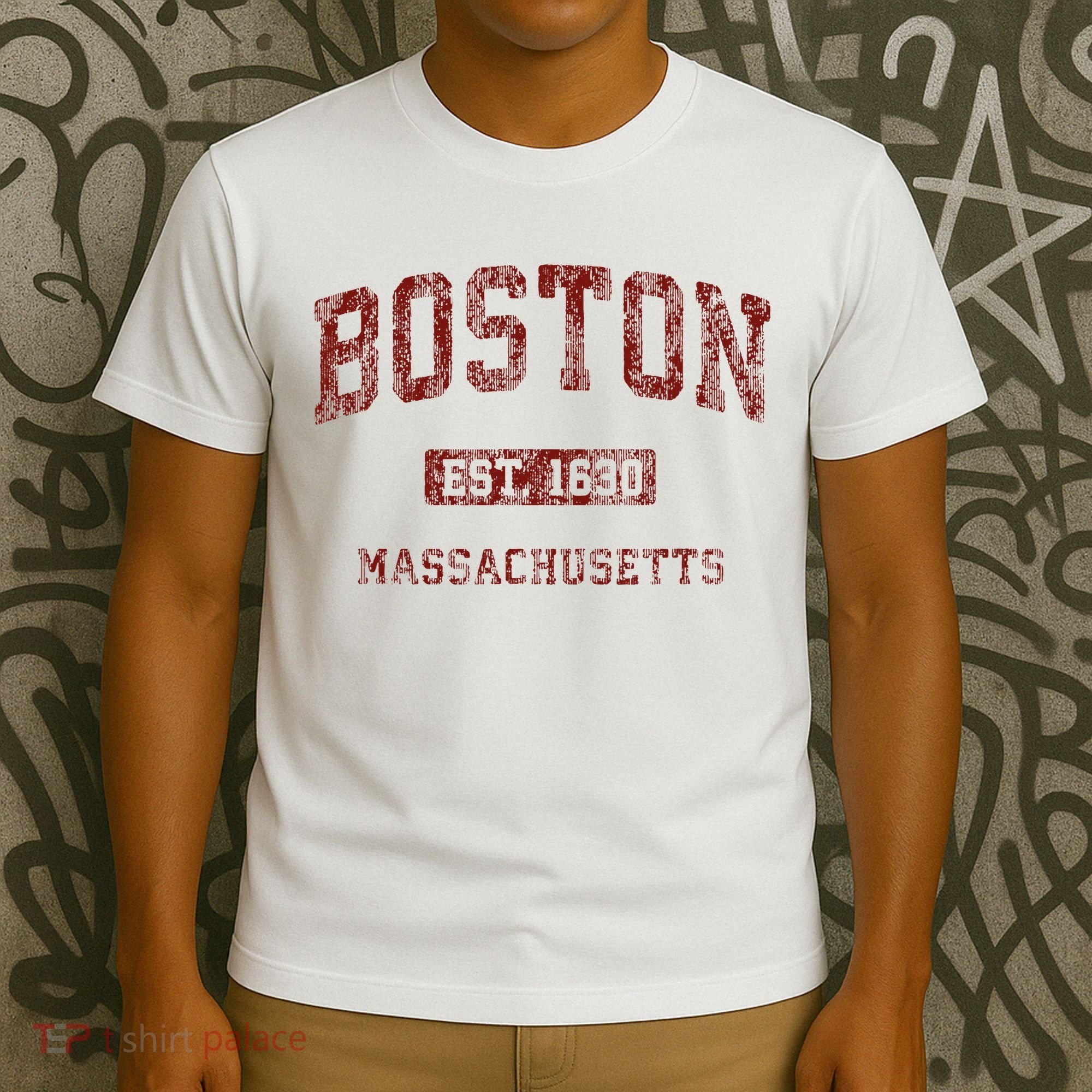 Boston Massachusetts Athletic Throwback T-Shirt