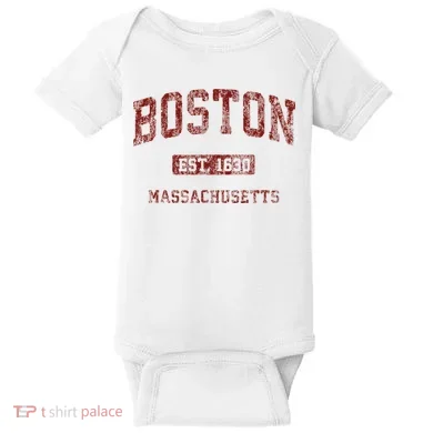 Boston Massachusetts Athletic Throwback Baby Bodysuit