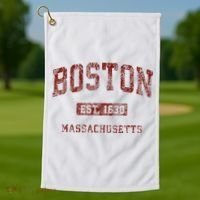 Boston Massachusetts Athletic Throwback Golf Towel thumb 1